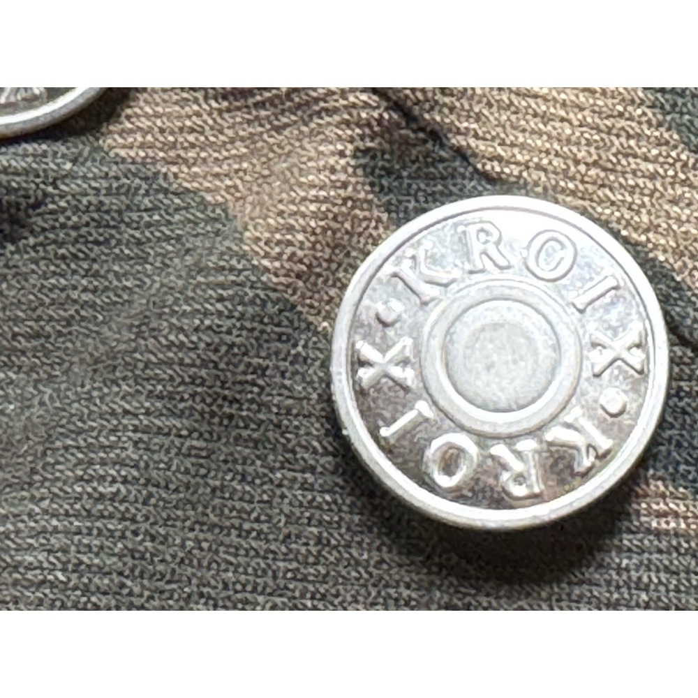 Kroix Premium Denim Size Women's S/M‎ Olive Green Animal Print Leggings Buttons - Picture 5 of 8